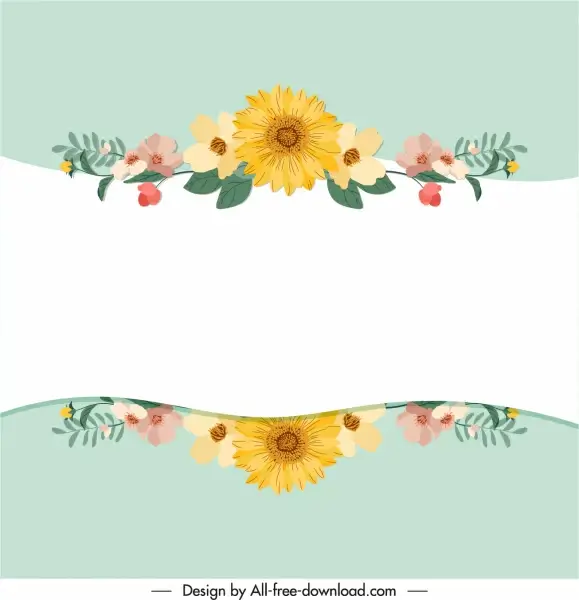 floral card cover template elegant symmetric decor