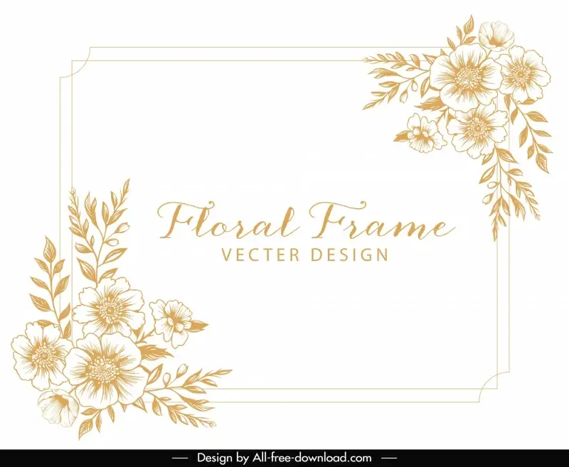 floral corner frame template handdrawn classic botany