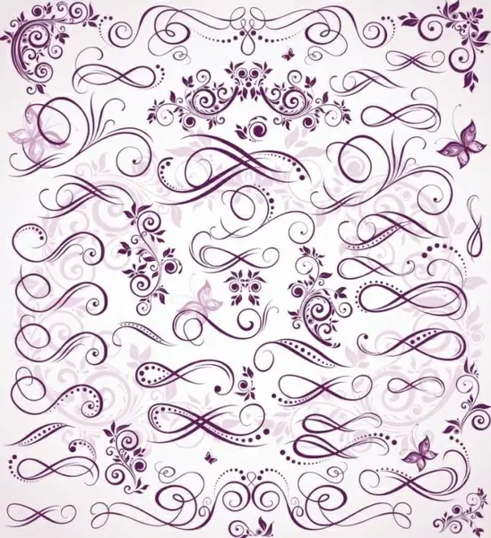 document design elements classical curves violet design