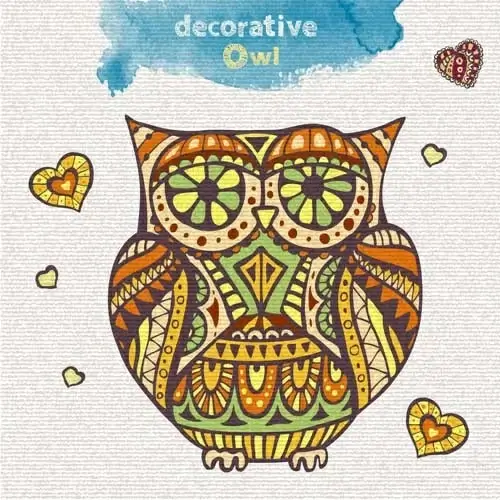 floral decorative owl vector