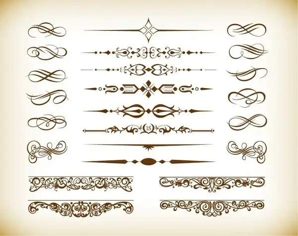 floral design elements vector graphics set