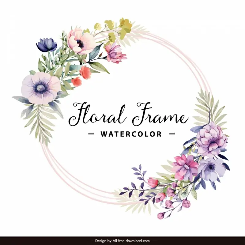 floral  frame design elements classicl elegant watercolor