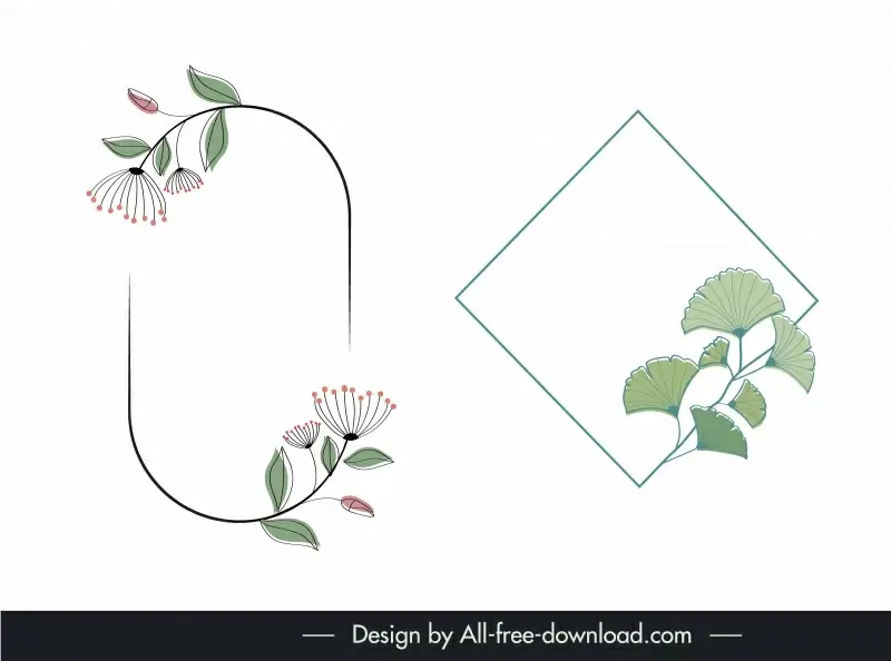 floral frames design elements hand drawn geometric shapes