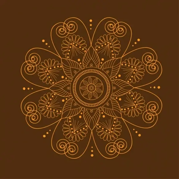 floral icon design brown closeup classical curves style