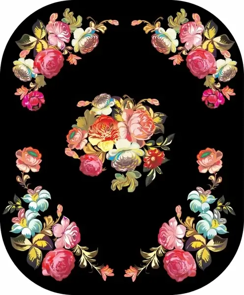 floral background colorful dark design classical symmetric ornament