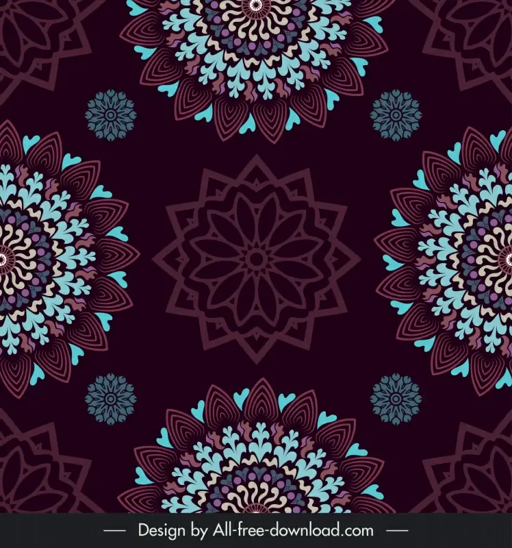 floral mandala pattern template dark vintage repeating design