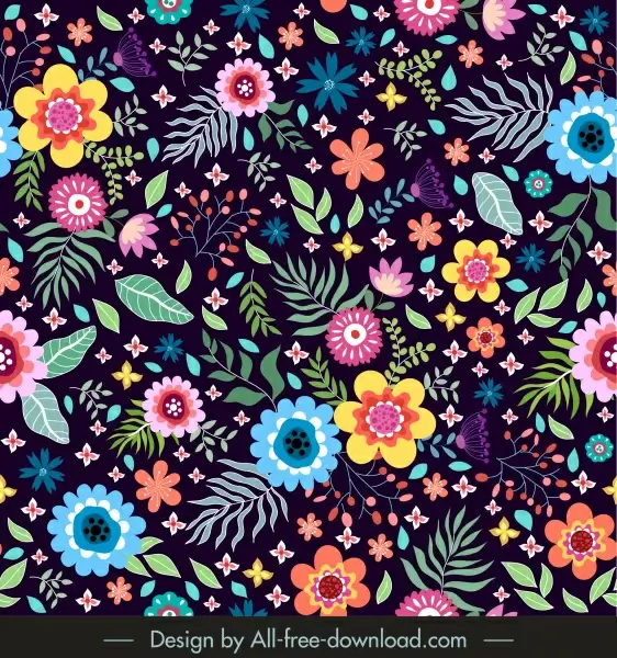 floral pattern colorful blooming messy design