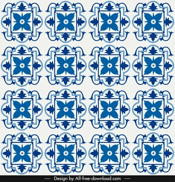 floral pattern template blue symmetrical repeating decor