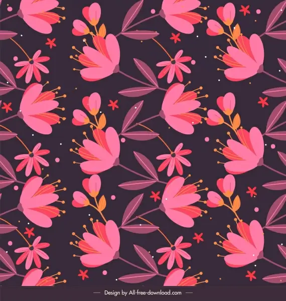 floral pattern template colored dark decor flat classic