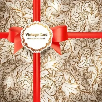 floral pattern with red ribbon background vector