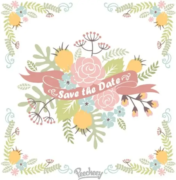 floral save the date illustration
