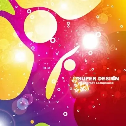 florals with abstract shapes shiny background vector
