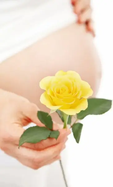 flower and pregnant belly