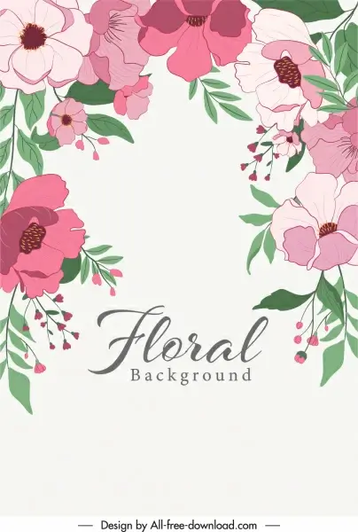 flower background template elegant classic design blooming sketch