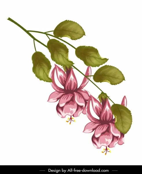 flower branch painting colored classical design