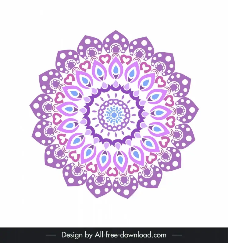  flower mandalas icon sign purple symmetric circle illusion shape design