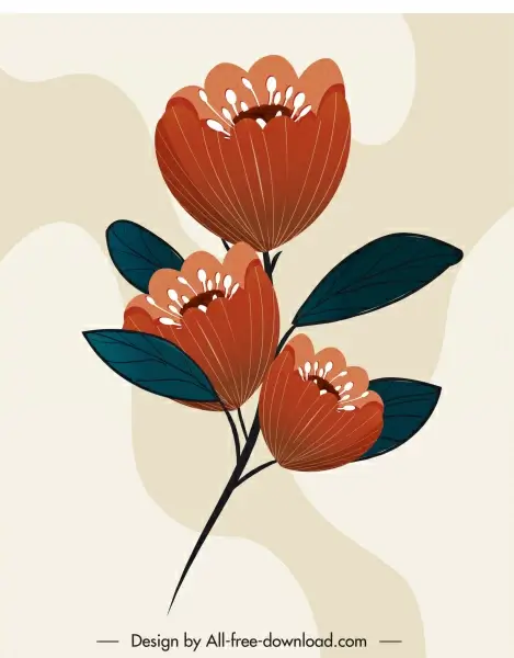flower painting colored classical design