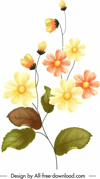 flower painting colorful classical design