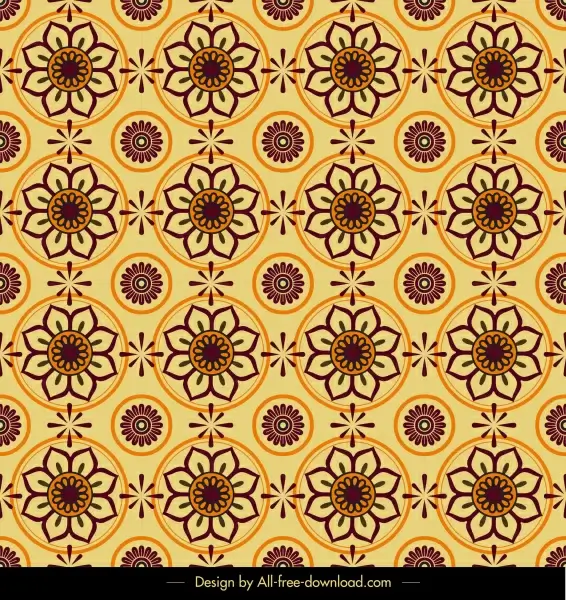 flower pattern circles decor classical repeating symmetric design