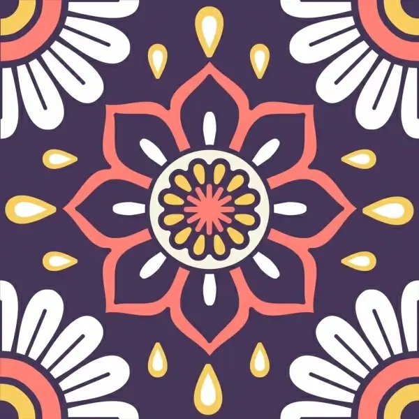 flower pattern closeup colorful flat symmetric ornament