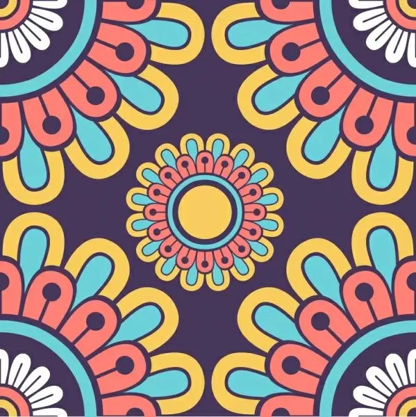 flower pattern colorful classical flat symmetric closeup decor