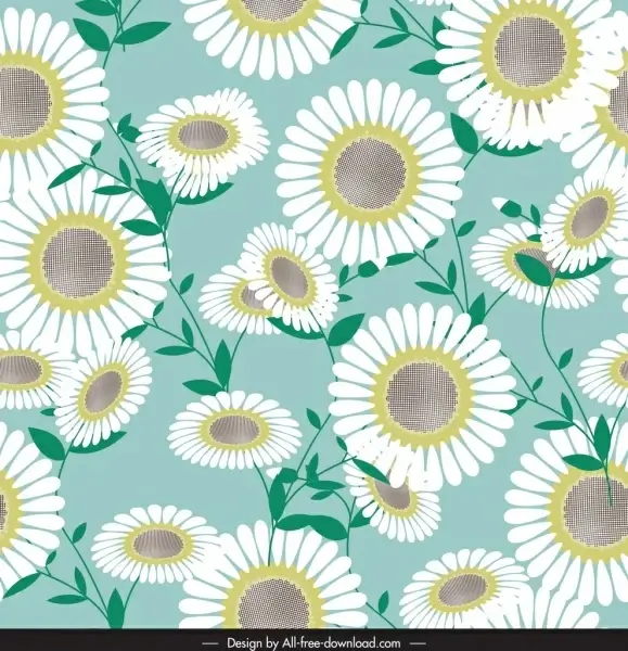 flower pattern template bright colored classical sketch