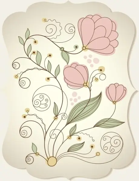 botanical pattern template colored classical flat handdrawn