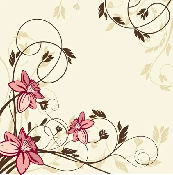 flower with swirl floral vector illustration