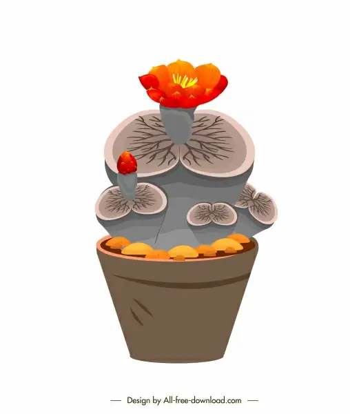 flowerpot icon blooming flora sketch colored classic design
