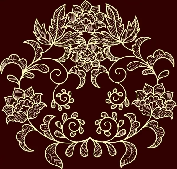 flowers background dark brown design classical symmetry