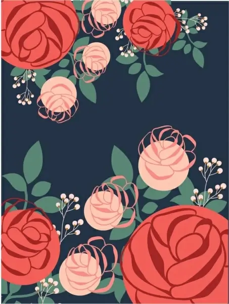 flowers background multicolored rose icons decoration