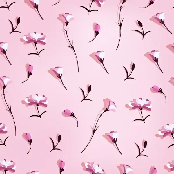 flowers background pink icons decor repeating design