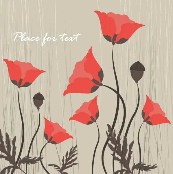 flowers background red icons retro design