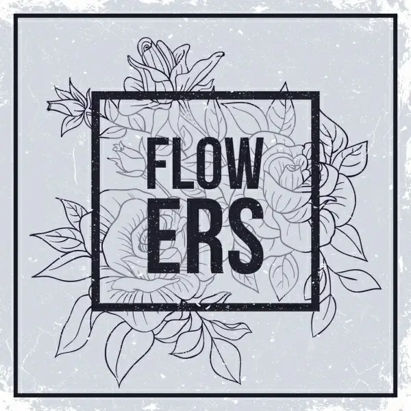 flowers drawing retro black white sketch