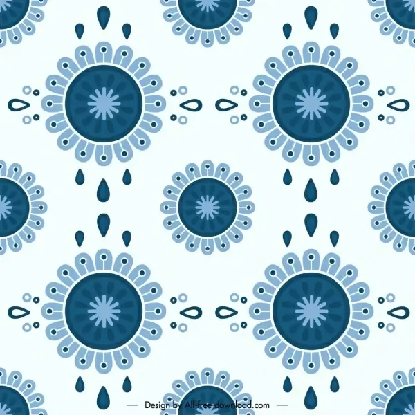 flowers pattern template classical blue repeating design 