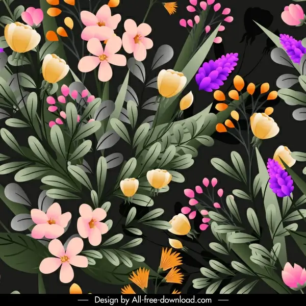 flowers pattern template colorful blossom decor