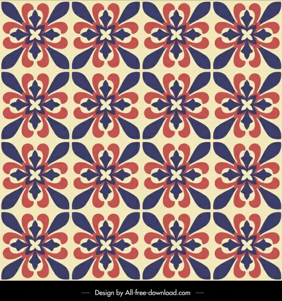 flowers pattern template retro symmetrical repeat design