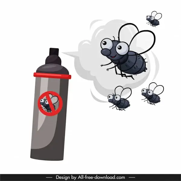 fly insects prevention banner funny cartoon sketch