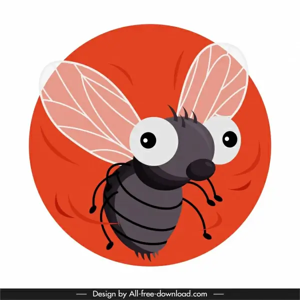 fly species icons funny cartoon sketch 