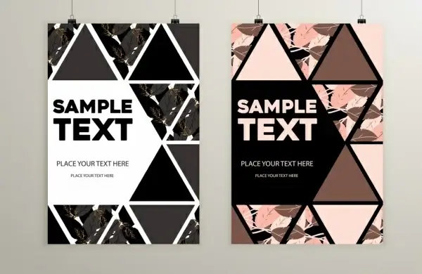 flyer cover template abstract triangles leaves decor