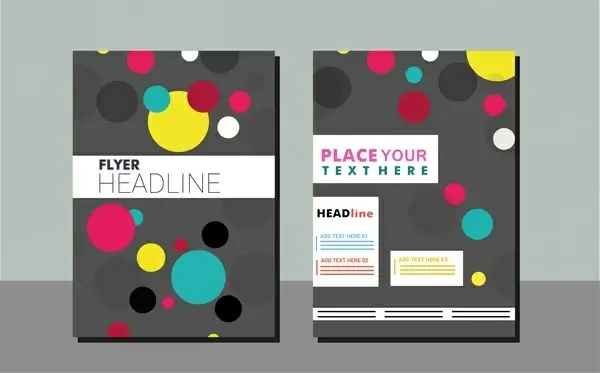 flyer design sets colorful circles on dark background