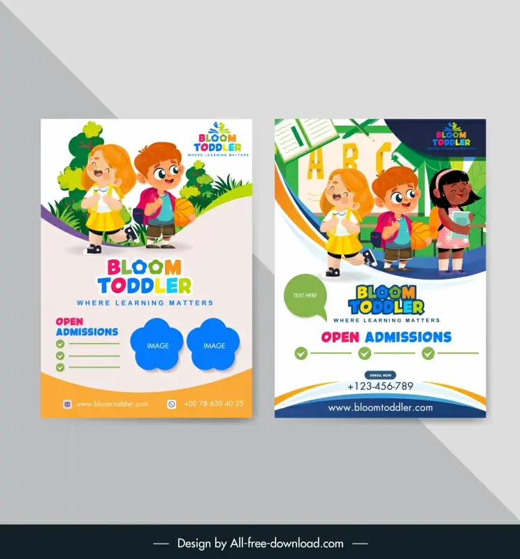 flyer preschool template cute colorful cartoon design  