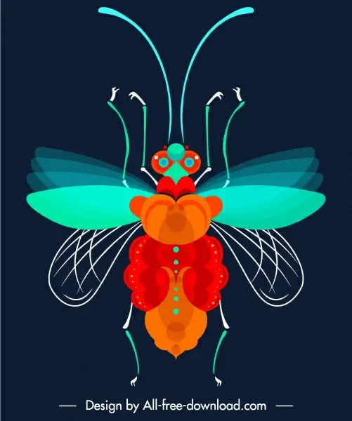 flying insect icon modern colorful symmetric design