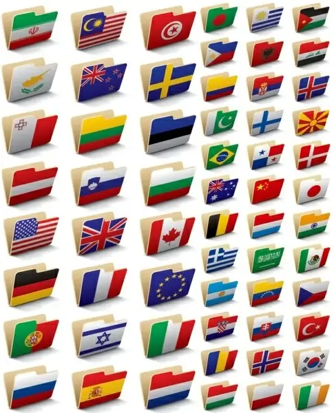 folder icon 60 national flag vector