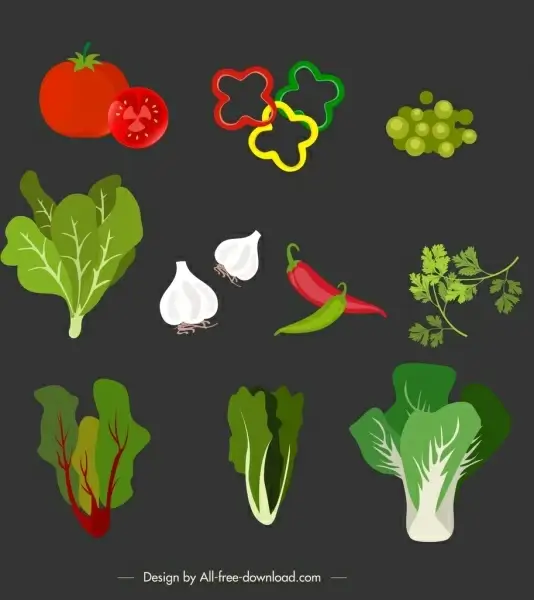 food background vegetables ingredients icons colorful decor