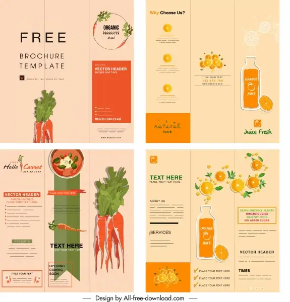 food brochure templates carrot orange themes colored classic