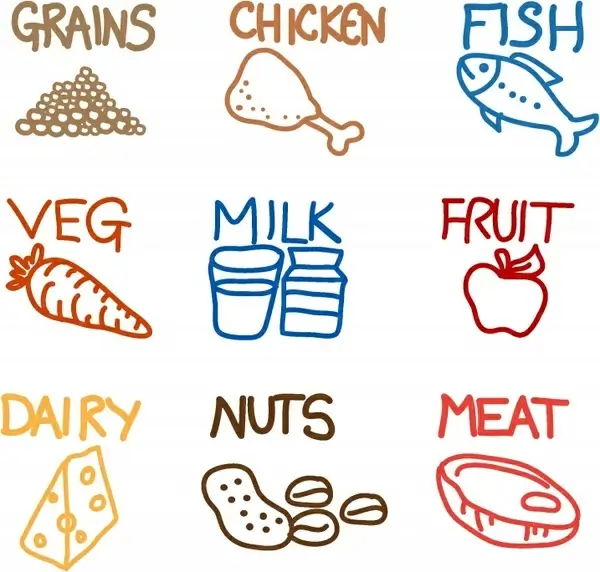 Food doodle icon set