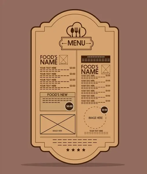 food menu design classical rounded shape style