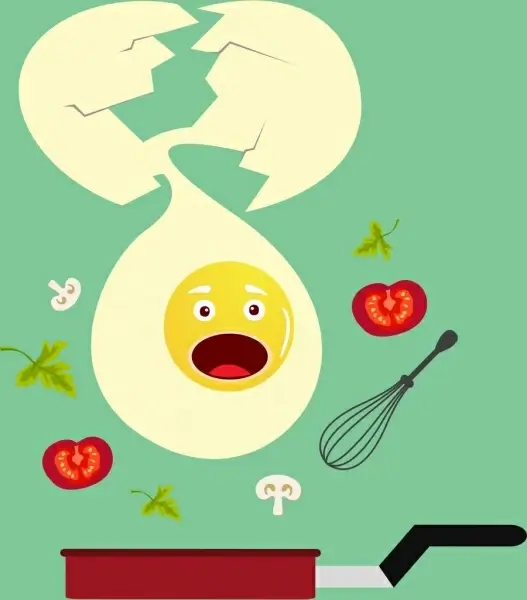food preparation background stylized broken egg icon