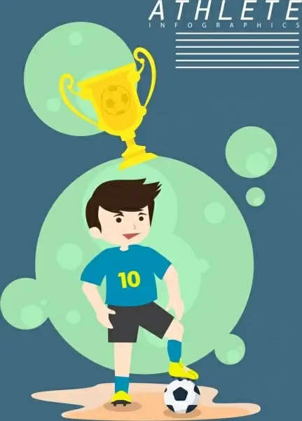 football banner player trophy balls icons decoration